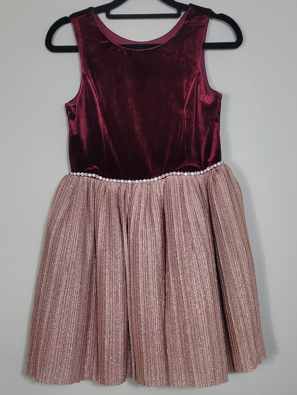 Pink Violet Girls Formal Holiday Dress Size 12 Red Velvet Sparkle Christmas